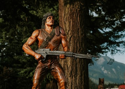 Iconic Rambo Carving on Wallace Street